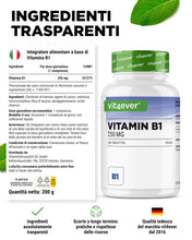 Carica l'immagine nel visualizzatore di Gallery, vit4ever Vitamina B1 (Tiamina) - 250 mg - 365 Compresse