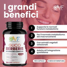 Carica l'immagine nel visualizzatore di Gallery, OVF Glico Berberis 180 cps Integratore Alimentare con Berberina, Acido Alfa Lipoico, Gymnema, Cardo Mariano, Cromo e Can