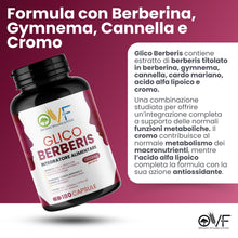 Carica l'immagine nel visualizzatore di Gallery, OVF Glico Berberis 180 cps Integratore Alimentare con Berberina, Acido Alfa Lipoico, Gymnema, Cardo Mariano, Cromo e Can