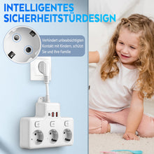 Carica l'immagine nel visualizzatore di Gallery, Ciabatta elettrica a 3 prese, con USB (PD 18 – 20 W), adattatore 6 in 1 con 3 prese indipendenti, multipresa per cucina,