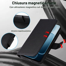 Carica l'immagine nel visualizzatore di Gallery, Cover per OPPO A6X / A6T / A6K 4G/5G custodie,Premium Portafoglio Magnetica Flip Case,Custodia con fibra di carbonio-Ner
