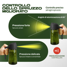 Carica l'immagine nel visualizzatore di Gallery, PORTENTUM Spruzzino Olio per Friggitrice Aria 470 ml 2 in 1 Funzione Spray e Versamento – Oliera Vetro Verde Protezione 