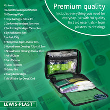 Carica l'immagine nel visualizzatore di Gallery, Lewis-Plast Kit di Primo Soccorso Premium da 90 Pezzi Include Collirio, 2 Pacchi di Ghiaccio e Coperta di Emergenza, Ide