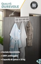 Carica l'immagine nel visualizzatore di Gallery, Menz Appendiabiti da porta, inox - attaccapanni da porta bianco, salvaspazio - appendini da porta, ganci appendiabiti da