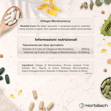 Carica l'immagine nel visualizzatore di Gallery, Montmorency Cherry 10000 mg - 180 Compresse Vegane per 6 Mesi