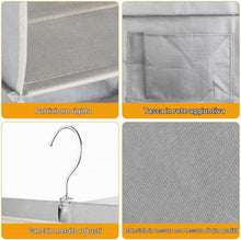 Carica l'immagine nel visualizzatore di Gallery, Cozary Organizer da Appendere con 3 Scomparti, con 2 Ganci Robusti, Appendi Borse da Armadio, Organizer Armadio da Appendere, Pieghevole e Salvaspazio, per Camera da Letto, Grigio