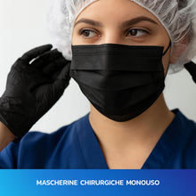 Carica l'immagine nel visualizzatore di Gallery, Mascherine chirurgiche – 200 pezzi nere 3 strati monouso tipo IIR