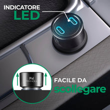 Carica l'immagine nel visualizzatore di Gallery, Caricabatterie Rapido 65W -2 Porte: 1xUSB-C 20W PD + 1xUSB-C 45W PD - LED Attivo - Ricarica Sicura in Auto - Adatto a Tu