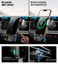Carica l'immagine nel visualizzatore di Gallery, Caricatore Wireless,15W Supporto per Telefono Auto con Ricarica Wireless,Caricabatterie Da Senza Fili,Doppia Bobina,Supp