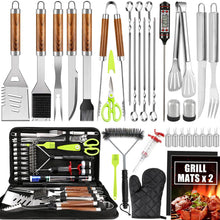 Carica l'immagine nel visualizzatore di Gallery, Set Barbecue 34 Pezzi, Utensili da Barbecue in Acciaio Inox, Accessori da Grill, con Borsa di Archiviazione e Tappetini,