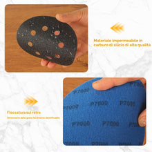 Carica l'immagine nel visualizzatore di Gallery, 86 Pezzi 125mm Dischi Abrasivi, Fette di macinazione 8 fori, 7000/3000/2500/1200/1000/800/600/400/140/150/60 grano, cart