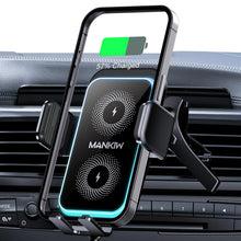Carica l'immagine nel visualizzatore di Gallery, MANKIW Caricatore Wireless Auto, 15W Ricarica Wireless Auto con Bloccaggio Automatico, Rotazione 360° &amp; Luci RGB, Compat