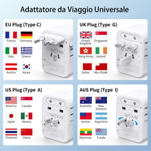 Carica l'immagine nel visualizzatore di Gallery, Adattatore Universale da Viaggio, Presa Universale da Viaggio con 2 USB A 2 Type-C,Adattatore Spina Internazionale per A