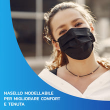 Carica l'immagine nel visualizzatore di Gallery, Mascherine chirurgiche – 200 pezzi nere 3 strati monouso tipo IIR
