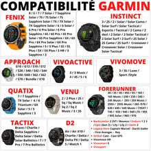 Carica l'immagine nel visualizzatore di Gallery, Caricatore compatibile con Garmin Fenix 8 E 7 6 5 Forerunner 955 965 45 265 165 Approach S60 X10 Quatix Vivomove Instinc