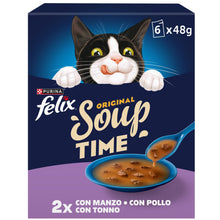 Carica l'immagine nel visualizzatore di Gallery, FELIX Soup Time Original Cibo Umido per Gatti Adulti, 48 Bustine da 48g