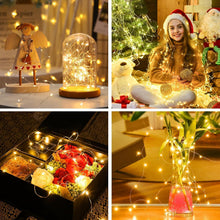 Carica l'immagine nel visualizzatore di Gallery, 10 Pezzi LED Stringa Luci a Batteria, 10 LED 1M Mini Lampada a Fili di Rame Bianco Caldo Catena Impermeabile Luminosa De