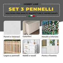 Carica l'immagine nel visualizzatore di Gallery, Set 3 Pennelli Boldrini per pittura con Manico in plastica 3/4/5 cm – Ideali per Pareti, Legno e Ferro – Pennelli per Sm