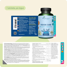Carica l'immagine nel visualizzatore di Gallery, Vegavero Integratore OCCHI | 120 capsule | con Luteina, Zeaxantina, Mirtillo Nero, Vitamina A, B2 e Zinco | Salute della