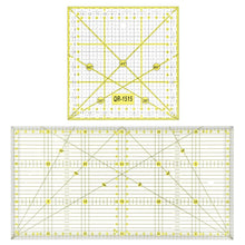 Carica l'immagine nel visualizzatore di Gallery, QWORK® 2 Pezzi righelli per patchwork, 15x15 cm e 15x30 cm righello per quilting con scala, righelli da cucito universal