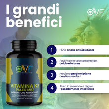 Carica l'immagine nel visualizzatore di Gallery, Parafarmacia OVF, Vitamina K2 mk7 200 mcg All Trans, 300 capsule (10 mesi di fornitura), Vitamina K2 pura, Ottima per os