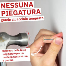 Carica l'immagine nel visualizzatore di Gallery, Rikama 50 chiodi per quadri, da 10 x 20, 25, 30, 40, 50 mm, chiodi in acciaio, ideali per appendere quadri, Made in Ital