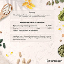 Carica l'immagine nel visualizzatore di Gallery, Cromo Picolinato 200 mcg - 365 Compresse Vegane