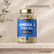 Carica l'immagine nel visualizzatore di Gallery, Omega 3 Olio di Pesce 3000mg - 240 Softgel - EPA e DHA