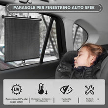 Carica l'immagine nel visualizzatore di Gallery, 2 Pezzi Parasole per Finestrino Auto Avvolgibile, Parasole Macchina, Tendina Oscurante con Ventose per Macchina, Protezi