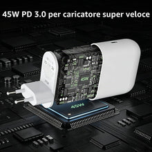 Carica l'immagine nel visualizzatore di Gallery, 45W USB C Caricatore Alimentatore con Cavo di Ricarica Tipo C da 2M（Bianco）