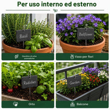 Carica l'immagine nel visualizzatore di Gallery, Etichette per Piante in Ardesia Naturale, 10 Pezzi 10 x 7 cm con Aste in Metallo, Doppia Faccia, 2 Gessetti Inclusi, Car