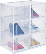Carica l'immagine nel visualizzatore di Gallery, Relaxdays Set 6 Scatole di Plastica per Scarpe fino al N. 48, Scarpiera con Box Impilabili, Shoe Organizer, Trasparenti