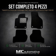 Carica l'immagine nel visualizzatore di Gallery, Tappetini Golf 7 dal 2012 e Golf 8 Plug-in Hybrid, Su Misura, Set 4 Pezzi