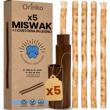 Carica l'immagine nel visualizzatore di Gallery, ORINKO® Siwak Naturale x5 con Custodia x1 - Spazzolino Ecologico per Denti - Miswak Africano per Pulizia, Sbiancamento e