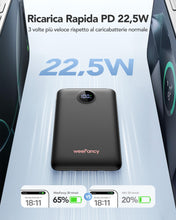 Carica l'immagine nel visualizzatore di Gallery, Power Bank 10000mAh 22,5W Caricatore Portatile Ricarica Rapida (Nero)