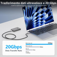 Carica l'immagine nel visualizzatore di Gallery, Cavo USB Type-C 60cm Ricarica Rapida, USB 3.2 Gen2 20Gbps Cavo Compatibile con Thunderbolt 4/3, 100W 20V/5A, Trasmission