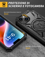 Carica l'immagine nel visualizzatore di Gallery, Lanhiem Cover per iPhone 14/iPhone 13, 14FT Antiurto, 360° Supporto, Nero