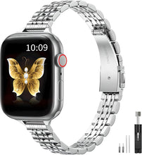 Carica l'immagine nel visualizzatore di Gallery, Originale Cinturino Sottile in Metallo Compatibile Con Apple Watch 38mm 40mm 41mm 44mm 45mm 46mm 49mm, Acciaio Inossidab