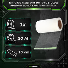 Carica l'immagine nel visualizzatore di Gallery, ToolSpace Nastro Fibra Vetro Cartongesso 15 cm x 20 m Riparazione Crepe Giunti Buchi Pareti Interni Rinforzo Stucco Rasa
