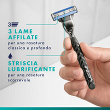 Carica l'immagine nel visualizzatore di Gallery, Gillette Mach 3 Rasoio Barba Manuale, 12 Lamette Uomo, Multicolore