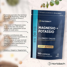 Carica l'immagine nel visualizzatore di Gallery, Magnesio e Potassio + Zinco e Calcio - 180 Compresse Vegane