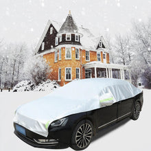 Carica l'immagine nel visualizzatore di Gallery, Telo Copriauto Impermeabile Invernale Esterno, Mezza Copertura per Auto con Strisce Riflettenti e Corde Antivento, Mezzo