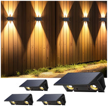 Carica l'immagine nel visualizzatore di Gallery, Lampada Solare da Esterno di 4 Pezzi Alto e Basso Luci Solari Esterno Energia Bianco Caldo Illuminazione per Esterni 100