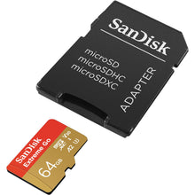 Carica l'immagine nel visualizzatore di Gallery, SanDisk 64GB Extreme Go scheda microSDXC + adattatore SD (per smartphones e Tablet Android, Action Cam, Drones, UHS-I, f