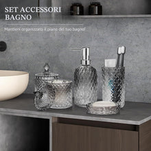 Carica l'immagine nel visualizzatore di Gallery, Set di accessori da bagno, 5 pezzi in vetro sfumato set completo, accessori da bagno in vetro con dispenser di sapone, portasapone, portaspazzolino, supporto Qtip