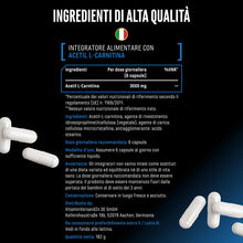 Carica l'immagine nel visualizzatore di Gallery, GEN GERMAN ELITE NUTRITION Acetyl-L-Carnitina - 250 Capsule vegane