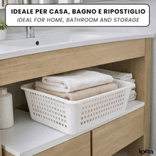 Carica l'immagine nel visualizzatore di Gallery, IPEA Cesta Forata in Plastica Rettangolare Multiuso - Made in Italy - 33 x 33 x 16 cm - Cesto per Bucato, Casa, Bagno, Biancheria - Bacinella con Fori - Contenitore Traforato - Vaschetta Bianca
