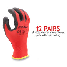Carica l'immagine nel visualizzatore di Gallery, EDIMAX, Guanti da Lavoro, 12 Paia di Guanti, Resistenti all'Abrasione e Antitaglio Livello 2, Rivestiti in nylon PU, Ver