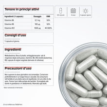 Carica l'immagine nel visualizzatore di Gallery, Vitamina B12 1000 μg Metilcobalamina – Antifatica – Vegana – 4 Mesi