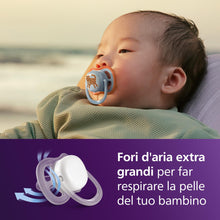 Carica l'immagine nel visualizzatore di Gallery, Philips Avent Ultra Air Day &amp; Night Ciuccio - Design ortodontico, per neonati 0-6 mesi, modello fluorescente, tettarella